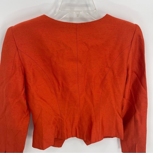 Linda Segal Vintage Jacket Size 4 Burnt Orange Cropped Full Zip Square Neck - Picture 8 of 9